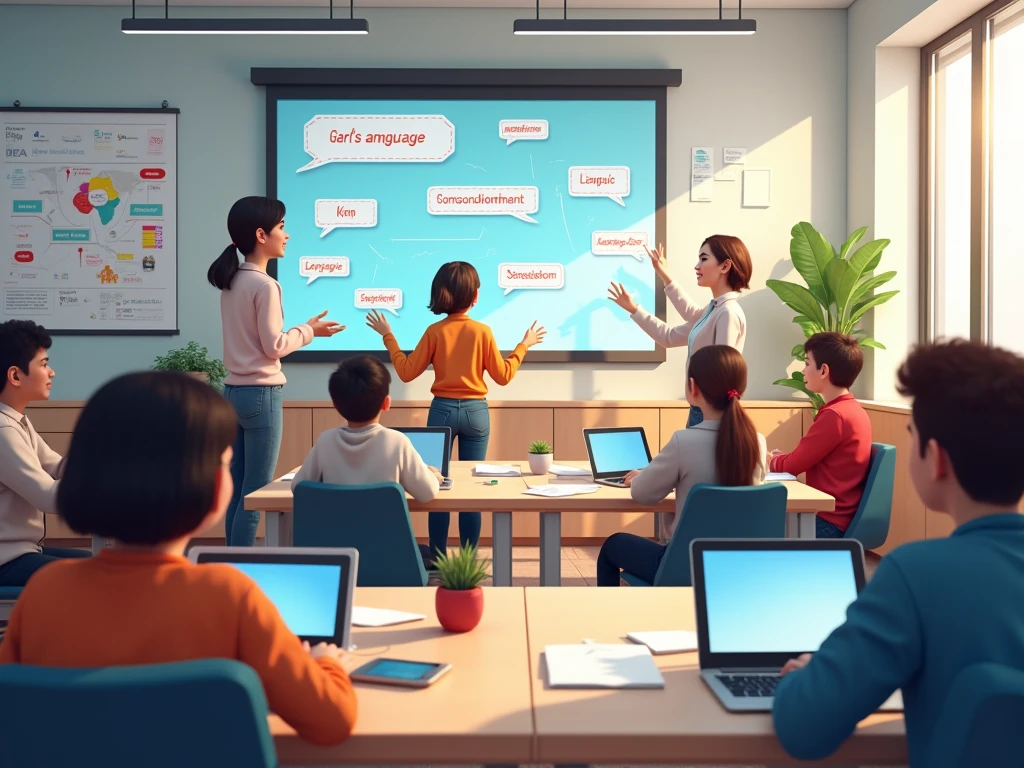 Modern language learning classroom at Bryxemarshomxell